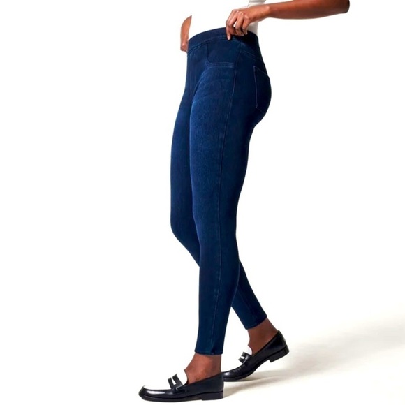 Spanx Jeanish Ankle Leggings Tummy Control Skinny Dark Wash Sz M - Picture 5 of 15